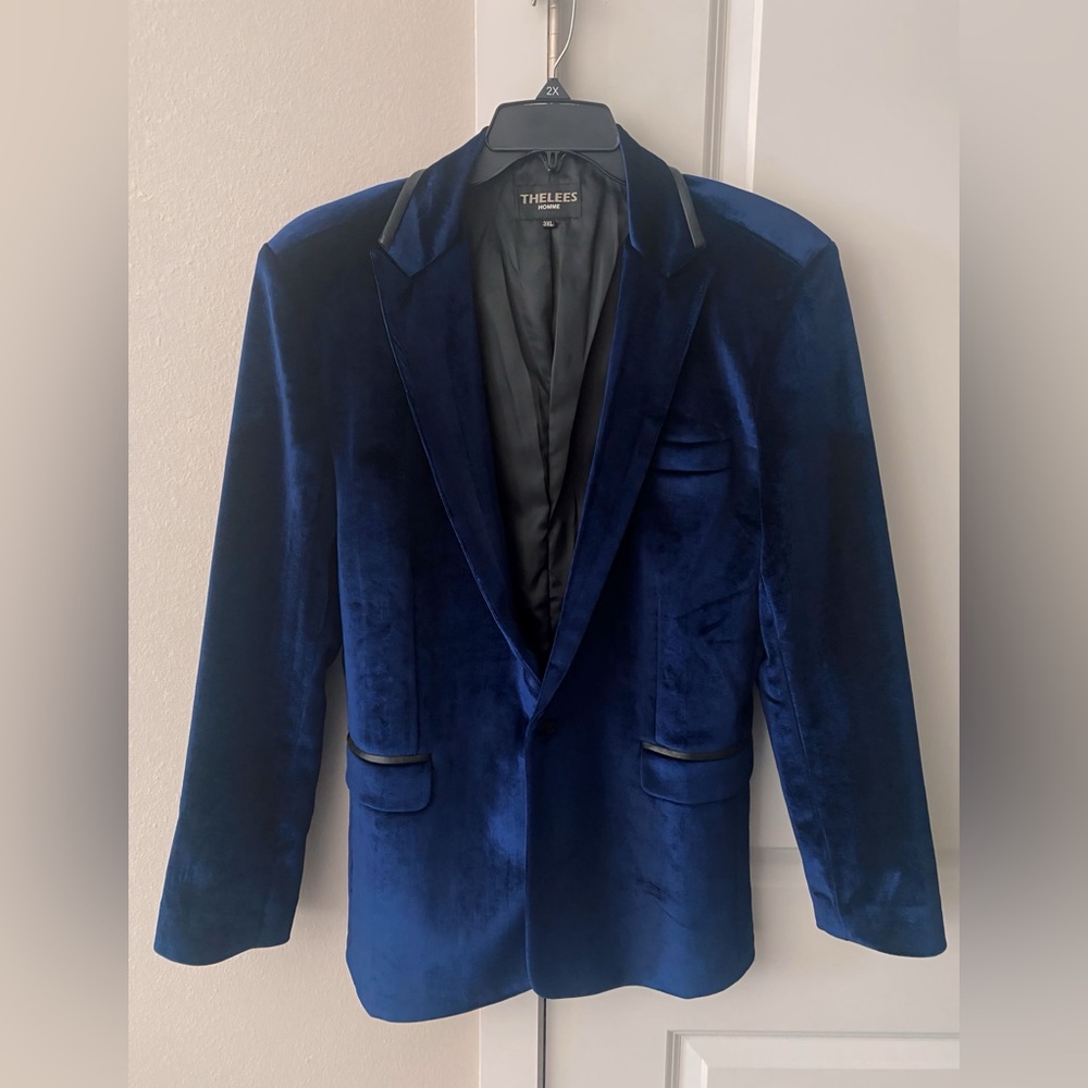 Men’s Velvet  Slim Fit One Button Blazer